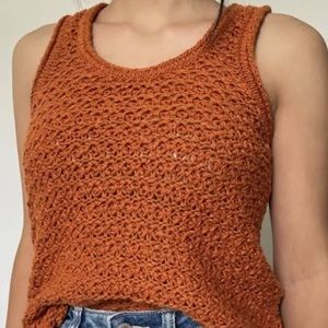 Aerie burnt orange crochet tank top large